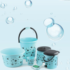 PLASTIC BATHROOM ACCESSORIES SET 6 PCS BATH SET BATHROOM BUCKET WITH DUSTBIN MUG, STOOL, SOAP CASE,TUB