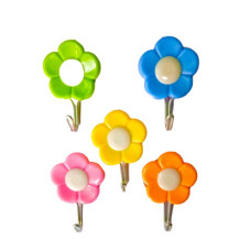 Plastic Self-Adhesive Flower Shape Hooks (Pack of 5)