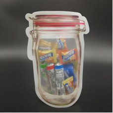 Reusable Airtight Seal Plastic Food Storage Mason Jar Zipper (500ml)